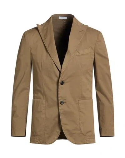 Boglioli Man Blazer Military Green Size 36 Cotton, Elastane In Brown