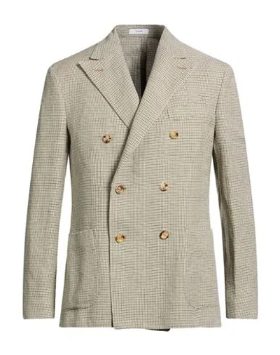 Boglioli Man Blazer Military Green Size 38 Linen, Cotton In Neutral
