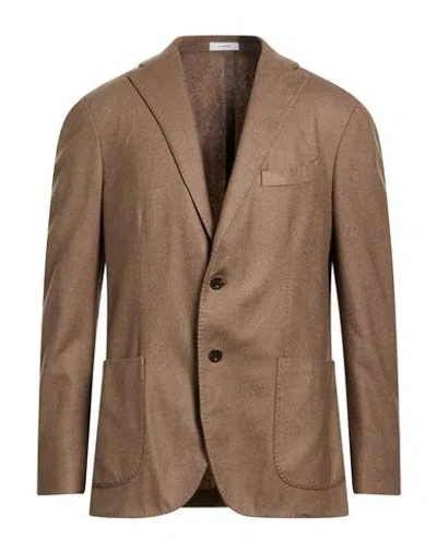 Boglioli Man Blazer Military Green Size 38 Wool, Polyester In Brown