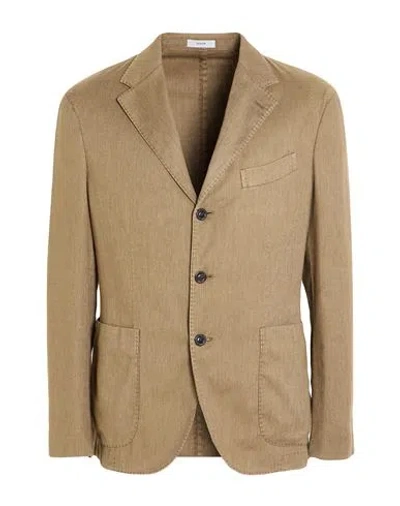 Boglioli Man Blazer Military Green Size 40 Cotton, Linen, Polyester, Elastane In Brown