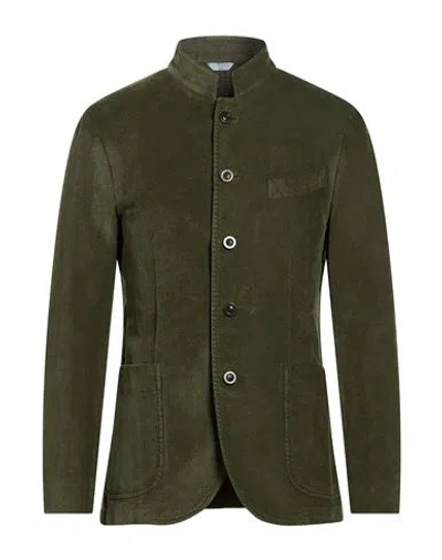 Boglioli Man Blazer Military Green Size 42 Cotton, Modal, Elastane