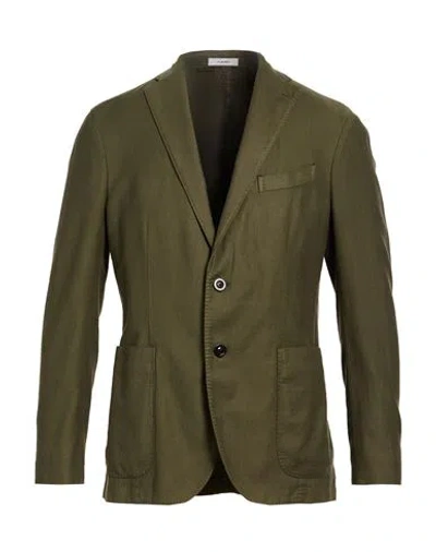 Boglioli Man Blazer Military Green Size 44 Linen, Cotton, Elastane