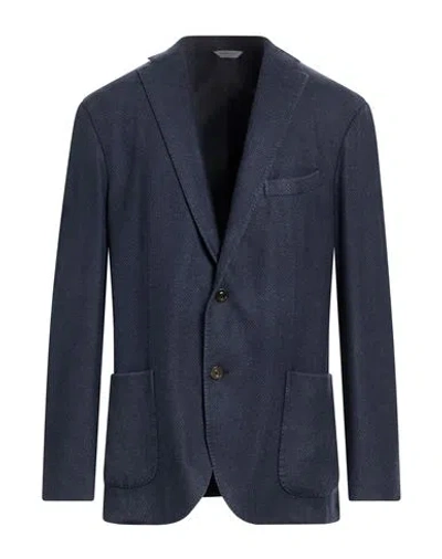 Boglioli Man Blazer Navy Size 42 Cashmere, Virgin Wool, Polyester In Blue