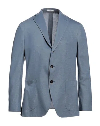 Boglioli Man Blazer Pastel Blue Size 40 Cotton