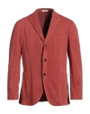 Boglioli Man Blazer Rust Size 42 Cotton, Elastane In Red