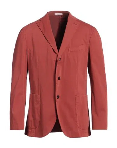 Boglioli Man Blazer Rust Size 42 Cotton, Elastane In Red