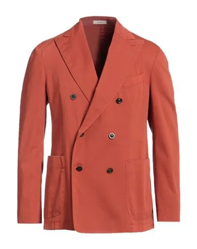 Boglioli Man Blazer Rust Size 44 Cotton, Elastane In Red