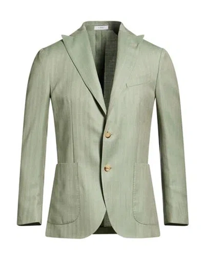 Boglioli Man Blazer Sage Green Size 36 Virgin Wool, Silk In Multi