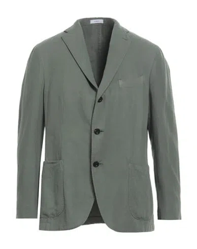 Boglioli Man Blazer Sage Green Size 42 Cotton, Linen In Sage Green