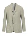 Boglioli Man Blazer Sage Green Size 42 Linen
