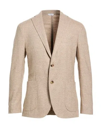 Boglioli Man Blazer Sand Size 40 Virgin Wool, Polyamide, Silk, Polyester, Elastane In Beige