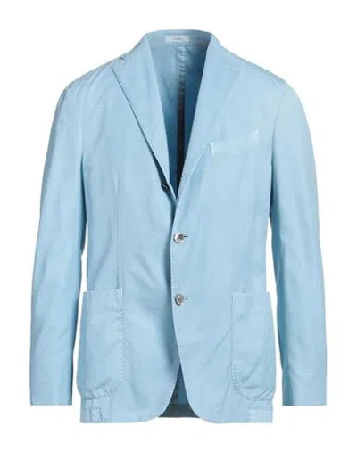 Boglioli Man Blazer Sky Blue Size 40 Cotton