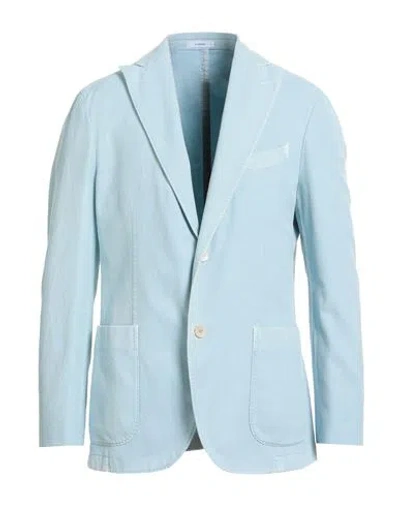 Boglioli Man Blazer Sky Blue Size 40 Cotton, Silk