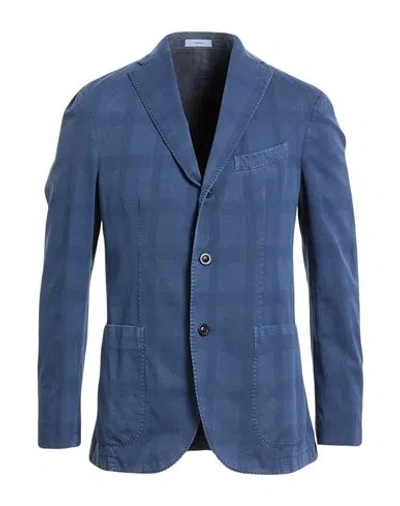 Boglioli Man Blazer Slate Blue Size 38 Cotton, Silk
