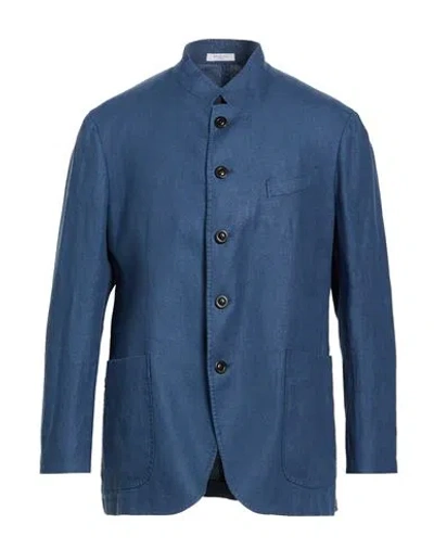 Boglioli Man Blazer Slate Blue Size 40 Linen