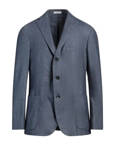Boglioli Man Blazer Slate Blue Size 46 Cashmere, Polyester