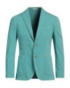 Boglioli Man Blazer Turquoise Size 44 Cotton, Elastane In Blue