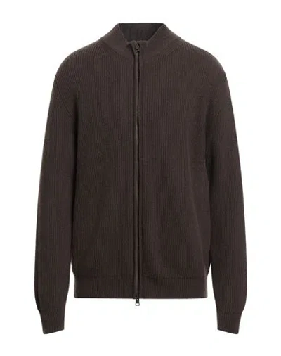 Boglioli Man Cardigan Dark Brown Size Xl Wool, Cashmere