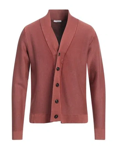 Boglioli Man Cardigan Rust Size M Cotton, Silk In Red