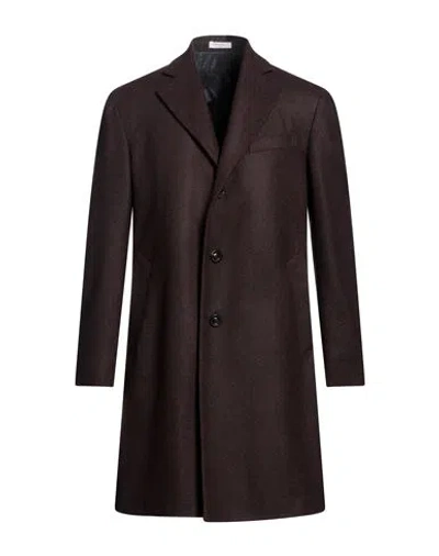 Boglioli Man Coat Dark Brown Size 46 Wool, Polyamide