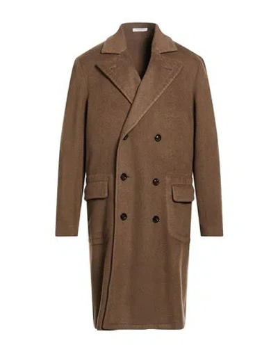 Boglioli Man Coat Khaki Size 40 Cashmere In Brown
