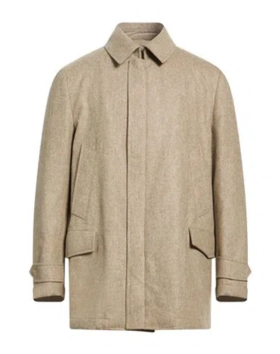 Boglioli Man Coat Khaki Size 44 Virgin Wool In Brown