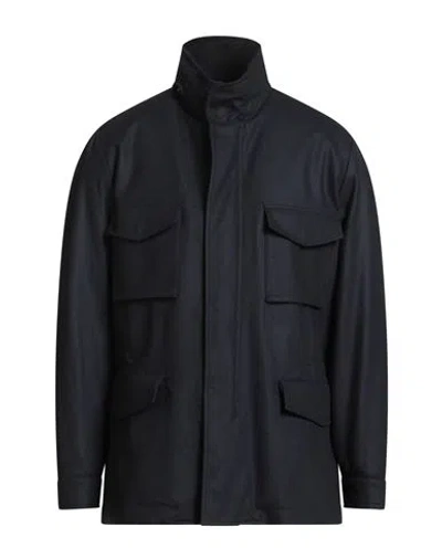 Boglioli Man Coat Midnight Blue Size 44 Virgin Wool, Nylon, Cashmere