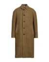 Boglioli Man Coat Mustard Size 42 Virgin Wool, Polyester, Polyamide In Brown