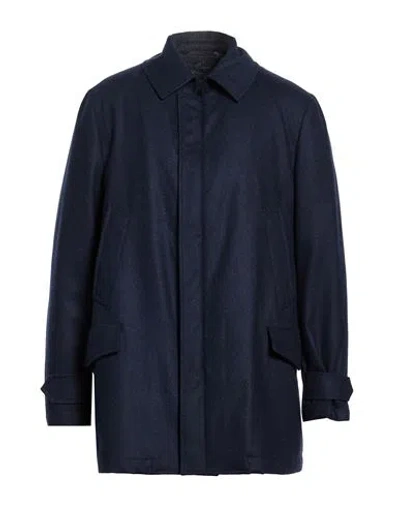 Boglioli Man Coat Navy Size 44 Virgin Wool In Blue