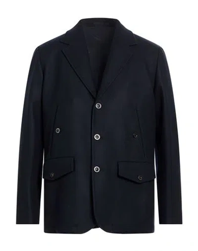 Boglioli Man Coat Navy Size 46 Virgin Wool, Polyamide, Cashmere In Blue