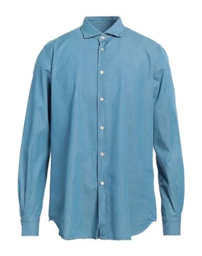 Boglioli Man Denim Shirt Blue Size 16 Cotton