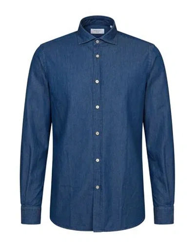 Boglioli Man Denim Shirt Blue Size 17 Cotton