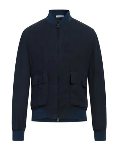 Boglioli Man Jacket Blue Size 44 Linen