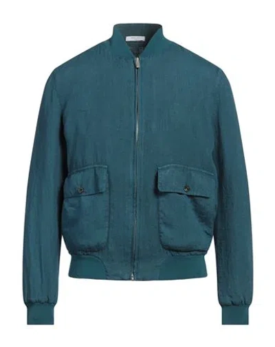 Boglioli Man Jacket Deep Teal Size 38 Linen In Green