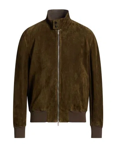 Boglioli Man Jacket Military Green Size 3xl Leather In Brown