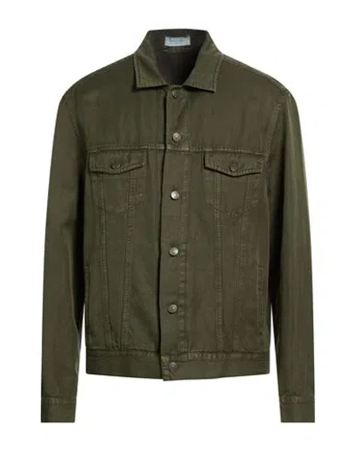 Boglioli Man Jacket Military Green Size 42 Cotton, Linen