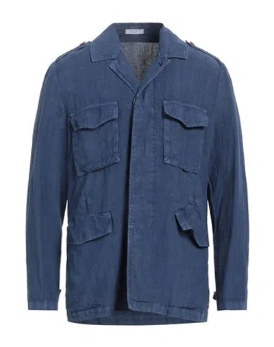 Boglioli Man Jacket Navy Blue Size 38 Linen