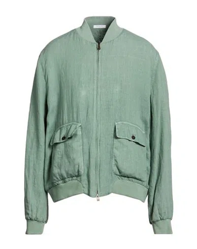 Boglioli Man Jacket Sage Green Size 52 Linen