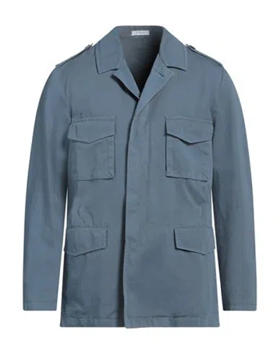 Boglioli Man Jacket Slate Blue Size 44 Cotton, Linen