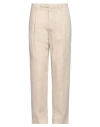 Boglioli Man Pants Beige Size 36 Linen