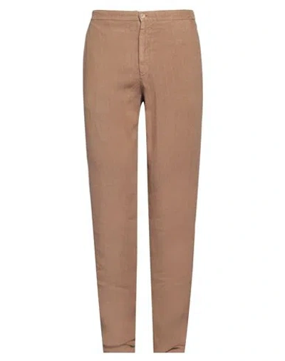 Boglioli Man Pants Camel Size 38 Linen In Beige