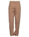 Boglioli Man Pants Camel Size 38 Linen In Beige