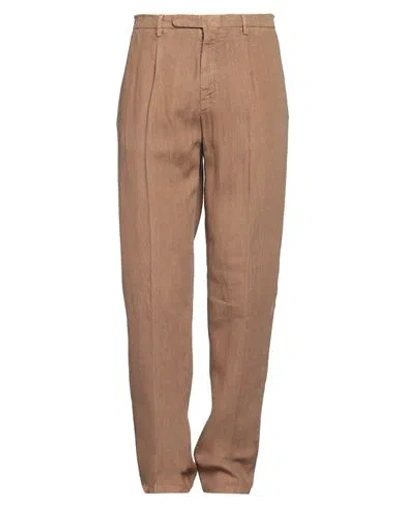 Boglioli Man Pants Camel Size 38 Linen In Beige