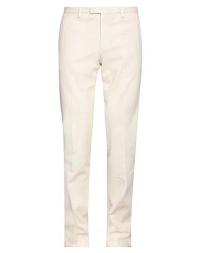 Boglioli Man Pants Cream Size 38 Cotton, Elastane In White