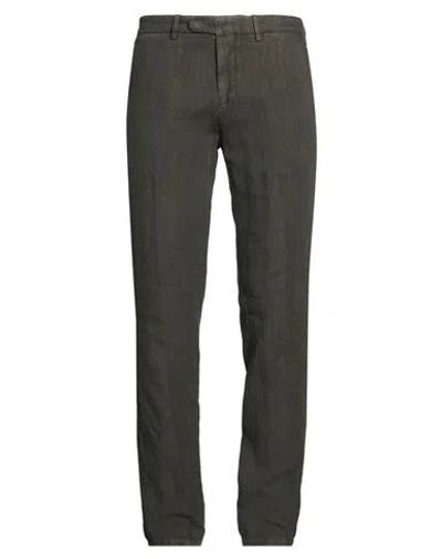 Boglioli Man Pants Dark Green Size 40 Linen In Black