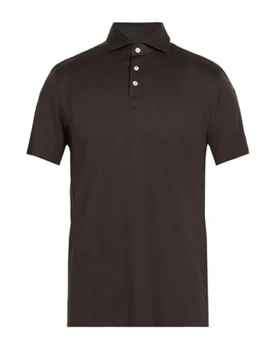 Boglioli Man Polo Shirt Charcoal Size 3xl Cotton In Brown