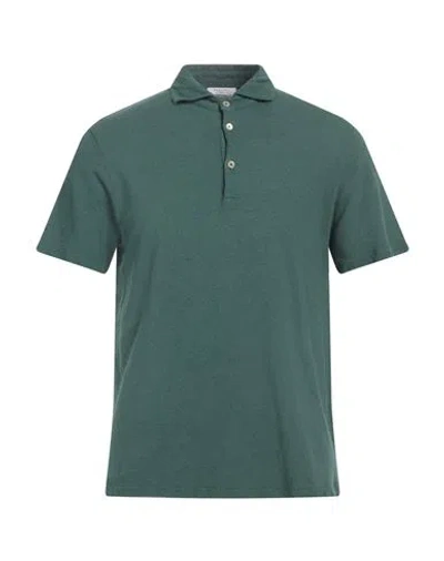 Boglioli Man Polo Shirt Dark Green Size Xl Cotton, Linen