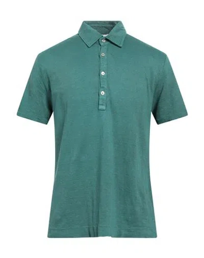 Boglioli Man Polo Shirt Emerald Green Size L Linen