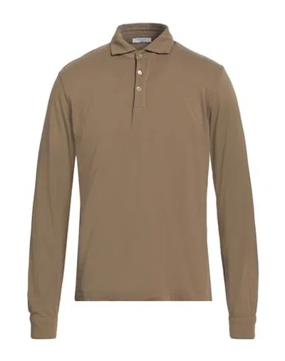 Boglioli Man Polo Shirt Khaki Size Xxl Cotton In Beige