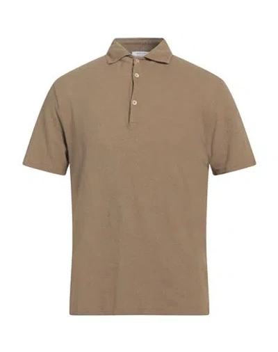 Boglioli Man Polo Shirt Khaki Size Xxl Cotton, Linen In Beige
